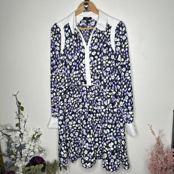 ME + EM Natural Spring Garden Print Fit & Flare Dress Purple Sz 12 $445 {BB43} - Picture 7 of 10